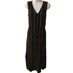 WRAP London linen blend black brown striped straight shift size 4
